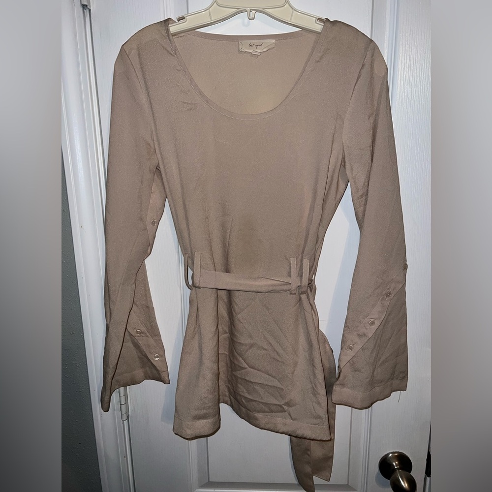 Lost April Beige Long Sleeve Tunic Top Size S